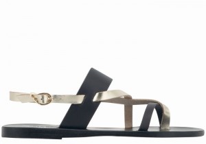 Ancient Greek Sandals Alethea Leather Donna Sandali Con Cinturino Sul Retro Nere Oro Bianche | GZY3424UW