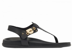 Ancient Greek Sandals Alki Flip Flop Donna Sandali Con Cinturino Sul Retro Nere | KAD3834TG