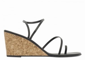 Ancient Greek Sandals Chora Mid Donna Sandali Zeppa Nere | LBO857WU