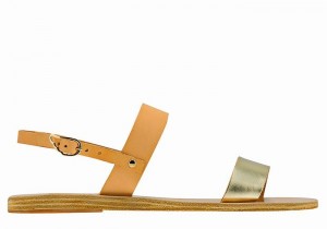 Ancient Greek Sandals Clio Donna Sandali Con Cinturino Sul Retro Beige Oro Bianche | CEL2622MH