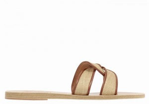 Ancient Greek Sandals Desmos Donna Sandali Scorrevoli Beige Marroni | LHK3678XF