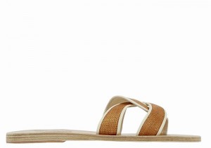 Ancient Greek Sandals Desmos Donna Sandali Scorrevoli Marroni Bianche | KSP21UH