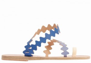 Ancient Greek Sandals Eleftheria Onda Leather Donna Sandali Con Puntale Blu Bianche | WFK6770VP