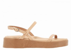 Ancient Greek Sandals Evriali Leather Donna Sandali con Plateau Beige | ZND6882FD