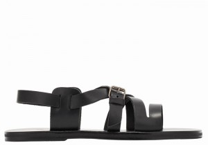 Ancient Greek Sandals Hercules Leather Uomo Sandali Casual Nere | UED9451XO