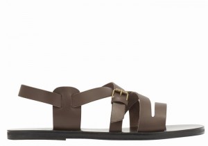 Ancient Greek Sandals Hercules Leather Uomo Sandali Casual Cioccolato | JJW731ZW