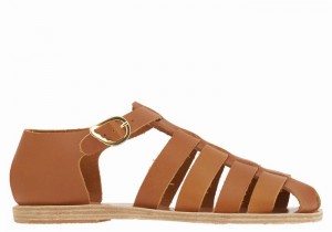 Ancient Greek Sandals Homeria Leather Donna Sandali Pescatore Marroni Scuro | BHQ7140EL