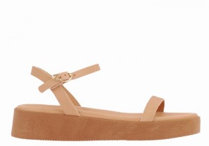 Ancient Greek Sandals Irida Leather Donna Sandali con Plateau Beige | WFL1487JO