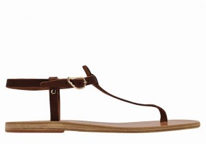 Ancient Greek Sandals Lito Flip Flop Leather Donna Sandali Con Cinturino Sul Retro Caffè | YTE42UX