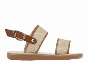 Ancient Greek Sandals Little Clio Rafia Soft Bambino Sandali Casual Beige Marroni | LYE1491NQ