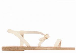 Ancient Greek Sandals Niove Leather Donna Sandali Con Cinturino Sul Retro Bianche | IEG4553QT