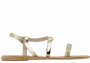 Ancient Greek Sandals Niove Leather Donna Sandali Con Cinturino Sul Retro Oro Bianche | SEK6632BD