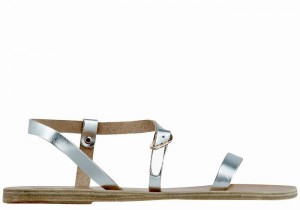 Ancient Greek Sandals Niove Leather Donna Sandali Con Cinturino Sul Retro Argento | CRF9593GS