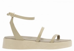 Ancient Greek Sandals Nissida Leather Donna Sandali con Plateau Grigie Marroni | MJW2894VS