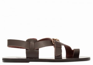 Ancient Greek Sandals Paris Leather Uomo Sandali Con Puntale Cioccolato | SJV6885NW