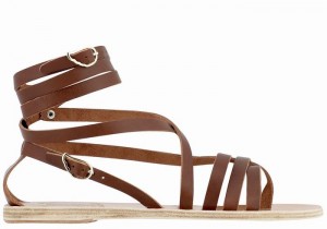 Ancient Greek Sandals Satira Leather Donna Sandali Da Gladiatore Marroni Scuro | OAK1360MU