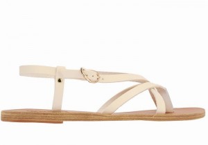 Ancient Greek Sandals Semele Leather Donna Sandali Con Cinturino Sul Retro Bianche | DRD5673CF