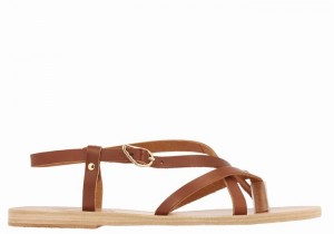 Ancient Greek Sandals Semele Leather Donna Sandali Con Cinturino Sul Retro Marroni Scuro | EOU627OU