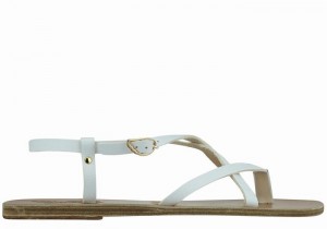 Ancient Greek Sandals Semele Leather Donna Sandali Con Cinturino Sul Retro Bianche | OPP9637EL