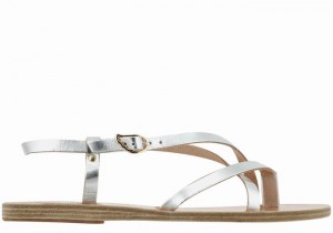 Ancient Greek Sandals Semele Leather Donna Sandali Con Cinturino Sul Retro Argento | RYY6199IA