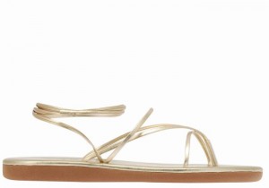 Ancient Greek Sandals String Donna Sandali Da Gladiatore Oro Bianche | HVF3396JF