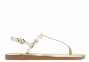 Ancient Greek Sandals Velos Flip Flop Donna Sandali Con Cinturino Sul Retro Oro Bianche | GBW1194WO