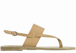 Ancient Greek Sandals Zoe Flip Flop Leather Donna Sandali Con Cinturino Sul Retro Beige | SSE892CI