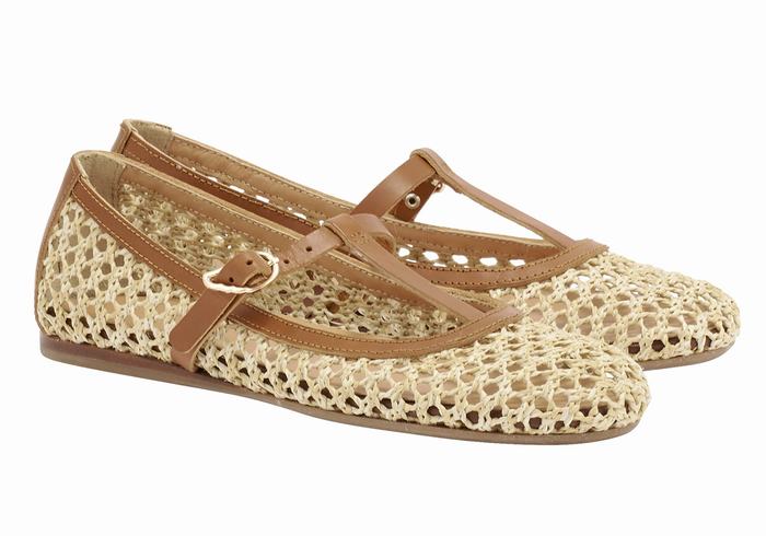 Ancient Greek Sandals Aerati Donna Ballerine Beige Marroni | HAN8268MK