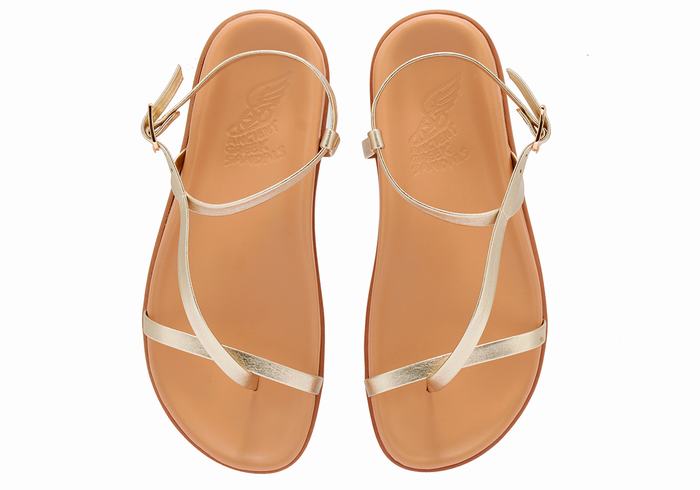 Ancient Greek Sandals Aimilia Donna Sandali Con Cinturino Sul Retro Oro Bianche | HKR6446EG