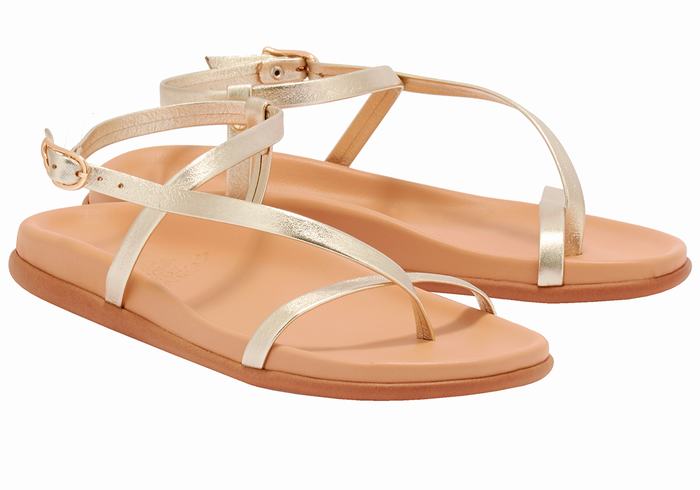 Ancient Greek Sandals Aimilia Donna Sandali Con Cinturino Sul Retro Oro Bianche | HKR6446EG