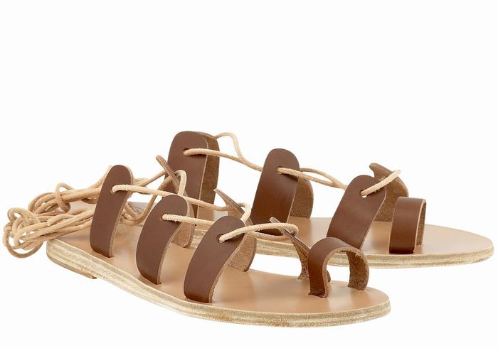 Ancient Greek Sandals Alcyone Leather Donna Sandali Da Gladiatore Marroni Scuro | LDF7752EG