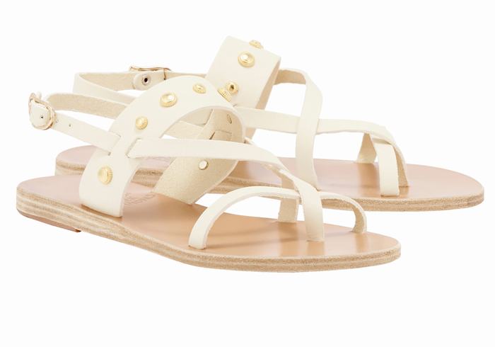 Ancient Greek Sandals Alethea Bee Donna Sandali Con Cinturino Sul Retro Bianche | XPR1050FT