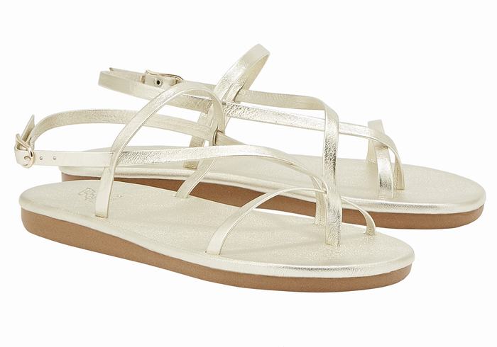 Ancient Greek Sandals Alethea Donna Sandali Con Cinturino Sul Retro Oro Bianche | KYN2073OF