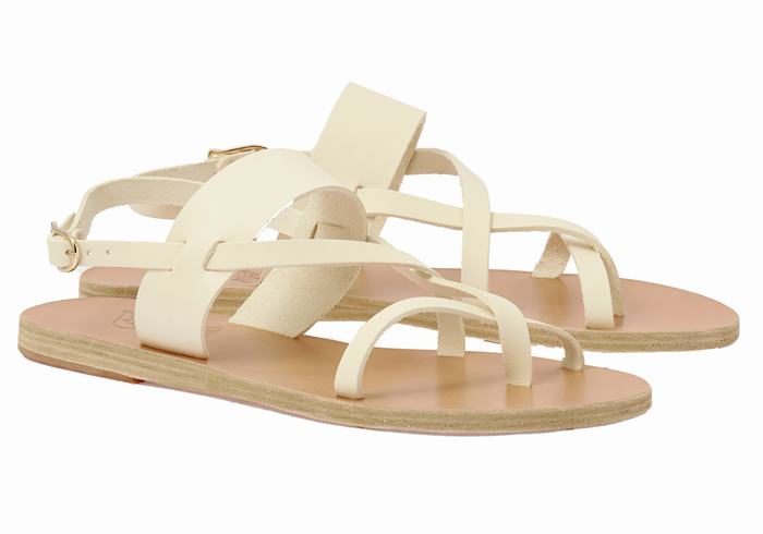 Ancient Greek Sandals Alethea Leather Donna Sandali Con Cinturino Sul Retro Bianche | LHX9539PT