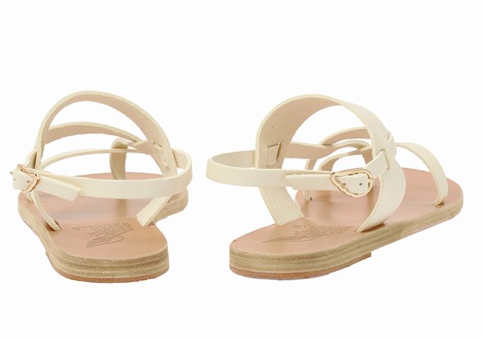 Ancient Greek Sandals Alethea Leather Donna Sandali Con Cinturino Sul Retro Bianche | LHX9539PT