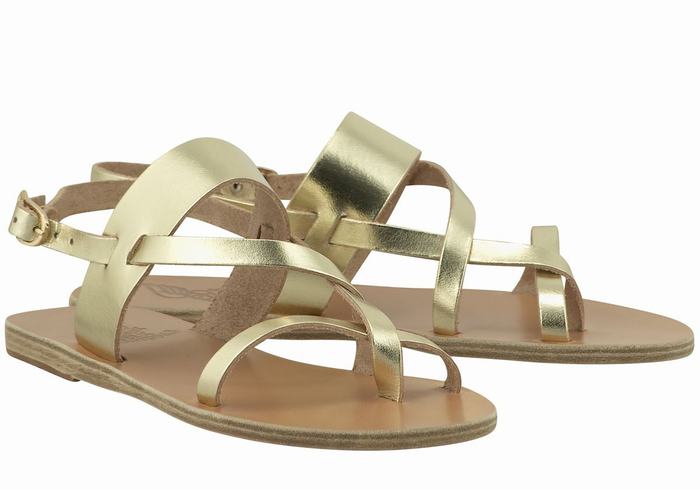 Ancient Greek Sandals Alethea Leather Donna Sandali Con Cinturino Sul Retro Oro Bianche | CYW4383NK