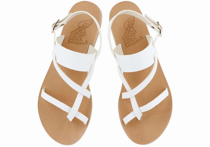 Ancient Greek Sandals Alethea Leather Donna Sandali Con Cinturino Sul Retro Bianche | HCE1914PZ