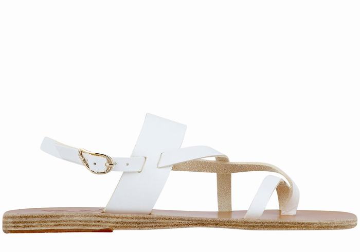 Ancient Greek Sandals Alethea Leather Donna Sandali Con Cinturino Sul Retro Bianche | HCE1914PZ