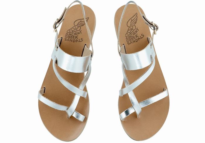 Ancient Greek Sandals Alethea Leather Donna Sandali Con Cinturino Sul Retro Argento | HSI3637UR