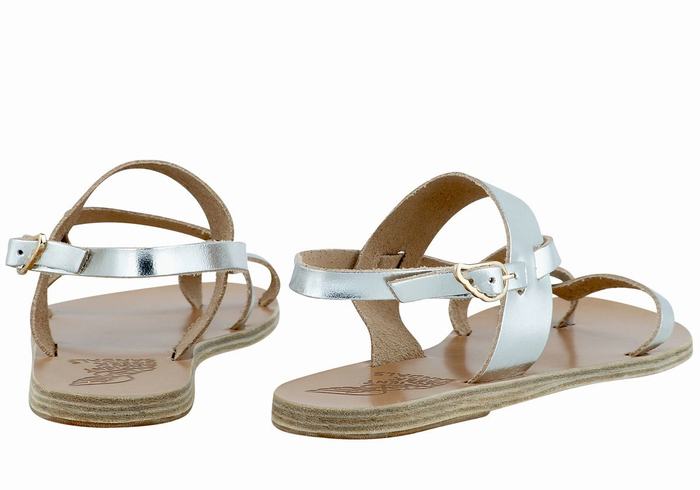 Ancient Greek Sandals Alethea Leather Donna Sandali Con Cinturino Sul Retro Argento | HSI3637UR