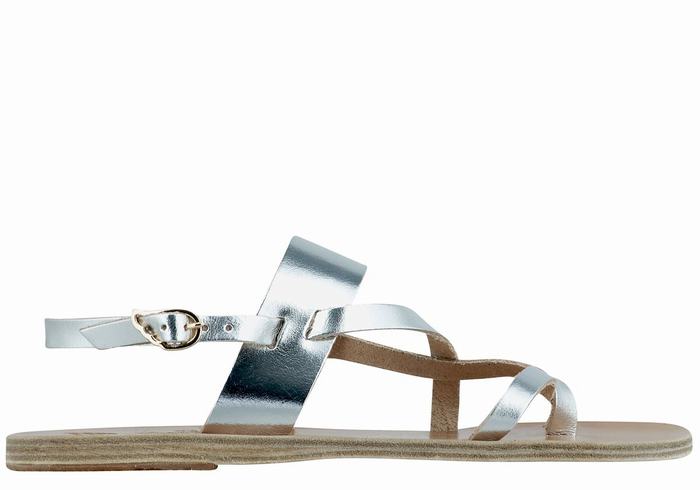 Ancient Greek Sandals Alethea Leather Donna Sandali Con Cinturino Sul Retro Argento | HSI3637UR