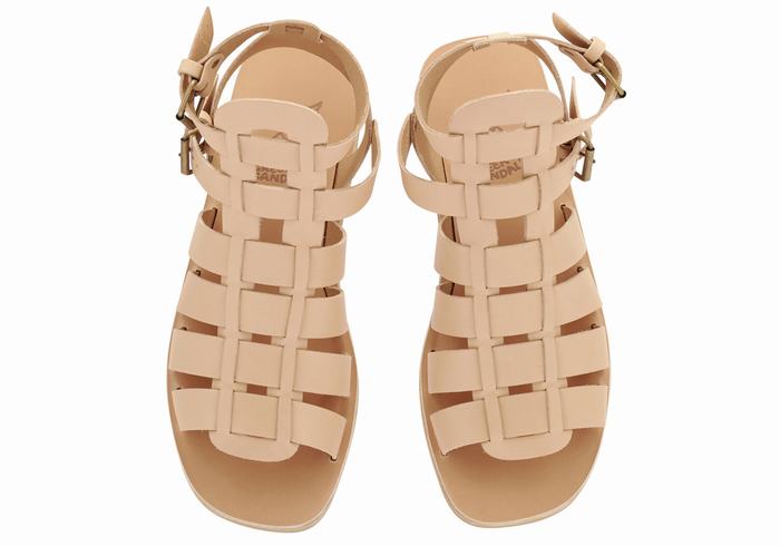 Ancient Greek Sandals Alexandros Leather Uomo Sandali Pescatore Beige | NVY8470YA