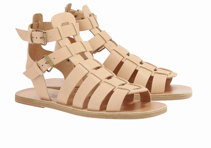 Ancient Greek Sandals Alexandros Leather Uomo Sandali Pescatore Beige | NVY8470YA