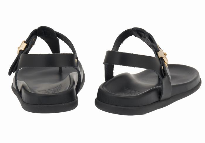 Ancient Greek Sandals Alki Flip Flop Donna Sandali Con Cinturino Sul Retro Nere | KAD3834TG