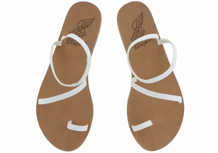 Ancient Greek Sandals Apli Eleftheria Leather Donna Sandali Con Puntale Bianche | TLN5077EN