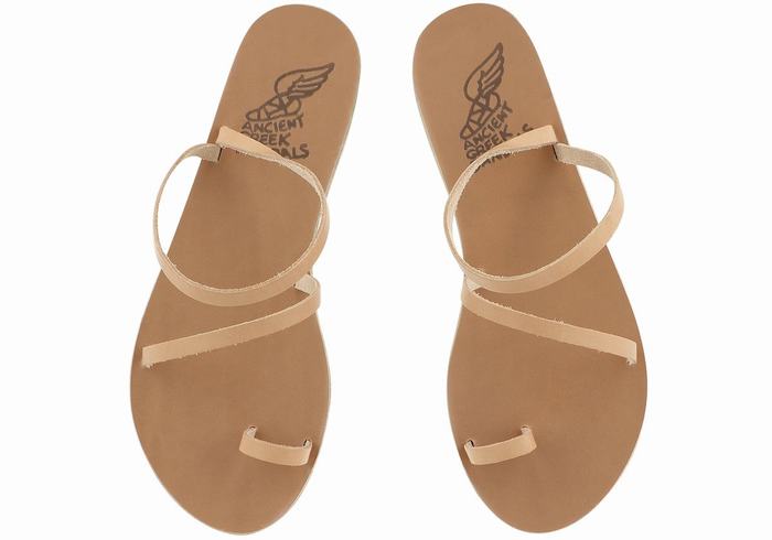 Ancient Greek Sandals Apli Eleftheria Leather Donna Sandali Con Puntale Beige | TNI4632SL