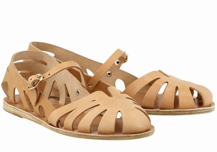 Ancient Greek Sandals Apollonia Leather Donna Sandali Pescatore Beige | WBU8593FG