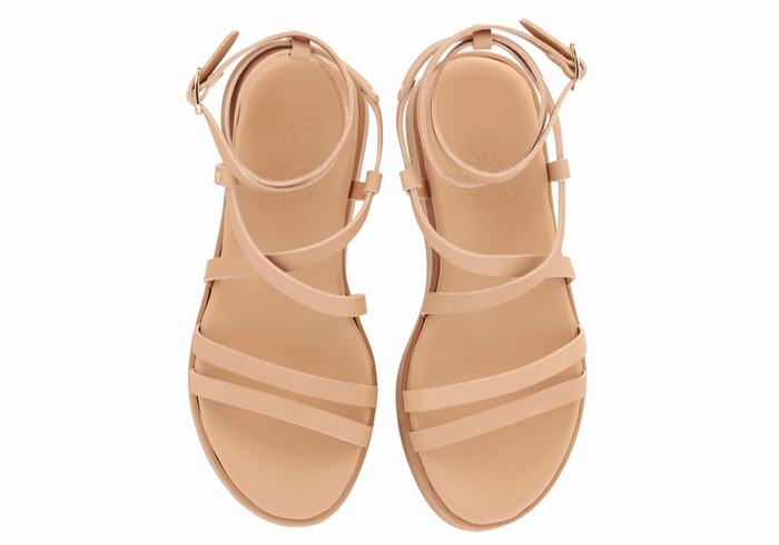 Ancient Greek Sandals Aristea Leather Donna Sandali con Plateau Beige | EPV5747BU