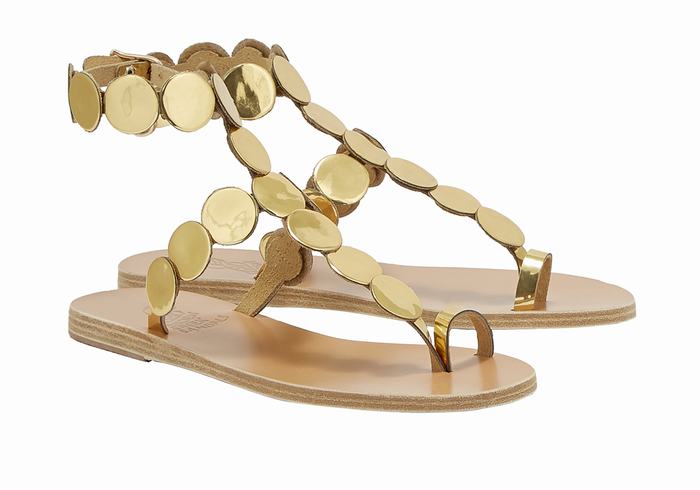 Ancient Greek Sandals Asteras Leather Donna Sandali Con Puntale Oro | OBY829BO