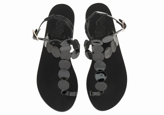 Ancient Greek Sandals Asteras Leather Donna Sandali Con Puntale Nere | EAU1347RD